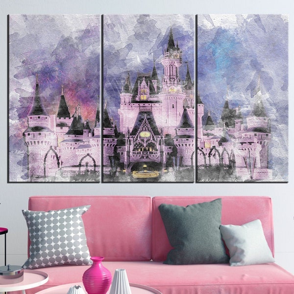 Disney Wall Art, Disneyland Print, Disney Castle Disney , Living Kids Home Room Decor Art, Disneyland Poster, Cinderella Castle Wall Art,
