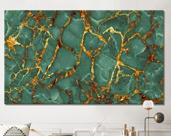 Green Gold Marble Canvas Print: Abstract Wall Art Decor