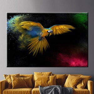 Colorful Parrot Canvas Print: Tropical Bird Wall Art