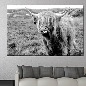 Bull Canvas, Bull Photo, Bull Poster, Wild Bull Canvas, Horned Bull, Animal Print Wall Canvas, Animal Photo Print, Black White Print Bull