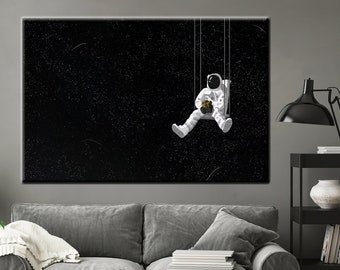 Astronaut Canvas Wall Art: Abstract Space Painting