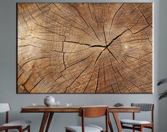 Wood Texture Wall Decor, Tree Ring Canvas, Wood Crack Abstract Canvas Print ,Modern Trendy Wall Art, Extra Large Wall Art Artwork