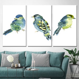 Arte de pared de pájaros, lienzo de pájaros, decoración de pared de pájaros, arte de pared moderno, arte de pared de animales, arte de pared costero, decoración de sala de estar, decoración de pared de granja,