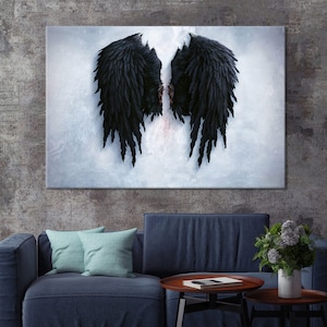 Black Angel Wings Canvas Print: Modern Abstract Wall Art