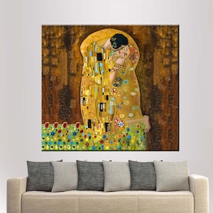 The Kiss by Gustav Klimt, 3d Printed With Texture and Brush The Kiss by Gustav Klimt, 3d Printed With Texture and Brush
