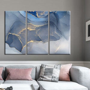Marble Wall Art Marble Abstract Large Canvas Art Blue - Etsy