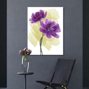 Purple Flower Canvas Print: Modern Floral Wall Art