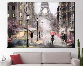 Paris Oil Painting Canvas Art, Paris Print, Paris Wall Art, Paris Canvas Wall Art, Paris Painting, Eiffel Tower Wall Art, Eiffel Tower Print