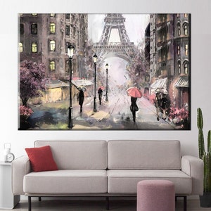 Paris Oil Painting Canvas Art, Paris Print, Paris Wall Art, Paris Canvas Wall Art, Paris Painting, Eiffel Tower Wall Art, Eiffel Tower Print