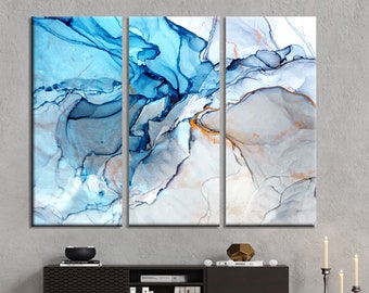 Blue Marble Canvas Print: Abstract Modern Wall Art