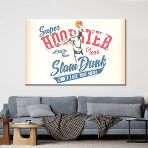 Slam Dunk Basketball Canvas Wall Art: Game Room Decor