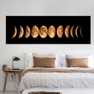 Mondfinsternis Leinwand Kunst: Mond Phasen, Galaxie Landschaft