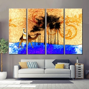 Sahara Desert Camel Canvas Print: African Abstract Wall Art