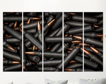 Bullet Canvas, Army Wall Art, Boy Room Decor, Man Cave Canvas, Black Wall Art, Loft Canvas, Trendy Wall Decoration, Canvas Wall Art,
