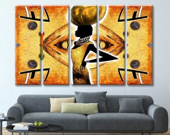 African Woman Canvas Art: Large Ethnic Wall Decor