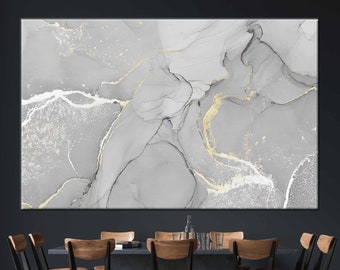 Gray Marble Painting, Silver Marble Decor, Gold Marble Canvas, Gold Print, Gold Decor, Marble Wall Art, Modern Wall Art, Luxury Wall Decor,