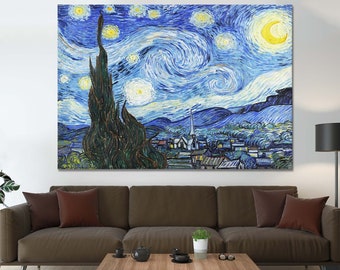 Vincent Van Gogh, The Starry Night, Van Gogh Painting, Van Gogh Print, The Starry Night Canvas, Vintage Art, Starry Night Decor, Wall Art,