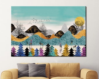 Abstract Landscape Wall Art, Landscape Canvas, Wall Art Canvas, Abstract Wall Art, Nature Wall Art, Forest Canvas, Mountain Wall Art, Canvas