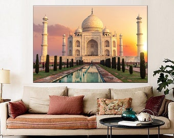 Taj Mahal Canvas Print: Indian Architecture Wall Art, Sunset Art