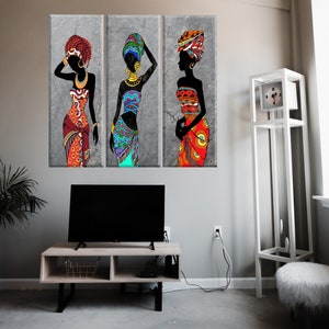 African Woman Ethnic Dresses Canvas Decor, Wall Art Canvas, African Traditional Accessories, Afro Colors African Style, African Girls Canvas