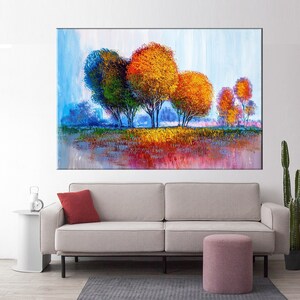 Herbst Landschaft Poster, Baum Kunst, Abstraktes Wanddekor, Wohnzimmer Dekor, Herbst Landschaft Poster, Moderne Wanddekoration, Wohnkultur, Baum Landschaft Wandkunst,