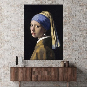 Johannes Vermeer Mädchen mit Perlenohrring, berühmte Kunst, Wohnzimmer Wandkunst, Ölgemälde Druck, Vermeer Druck, Vintage Wandkunst,