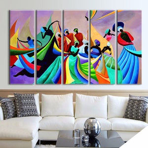 Colorful  Africa Dancer, Ethic Africa Decor, African Art, African Dancer Art, Dance of Africa, Modern Wall Art, African Artwork, Canvas Art