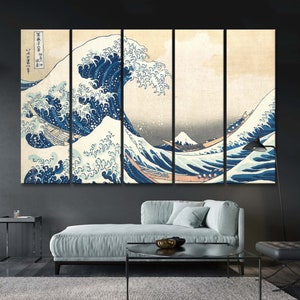Hokusai Leinwand, Die Welle vor Kanagawa Leinwanddruck, Wandkunst Leinwand, raue See Leinwanddruck, Wellen-Wanddekor, Meeresmalerei, Wellenkunst
