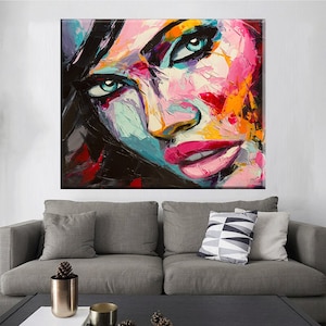 Woman Wall Art, Woman Portrait Art Print, Woman Face Oil Painting, Pop Art Print, Colorful Woman Art, Woman Portrait, Girl Print, Female Art