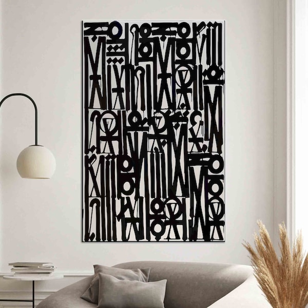 Retna Songs of Illumination Scripts, Retna Wall Art, American Graffiti Print, Black And White Wall Art, American Wall Decor, Trendy Wall Art