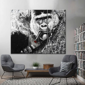 Monkey Print, Gorilla Wall Art, Animal Wall Decor, Office Wall Decor, Old Monkey Canvas, Large Wall Art, Monkey Photo, Monkey Wall Art,