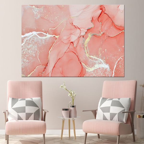 Wall Decor Canvas Art, Coral Canvas, Marble Canvas Painting, Framed Wall Decor, Canvas Decor, Wall Art Canvas, Canvas Print, Wall Hanging,