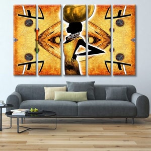 African Woman Canvas Art: Large Ethnic Wall Decor