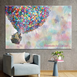 Personalized Wall Art, Your Name Here Canvas, Movie Up Poster, Air Balloons Wall Art, Lovely Wall Art, Kids Room Wall Art, Cartoon Poster,