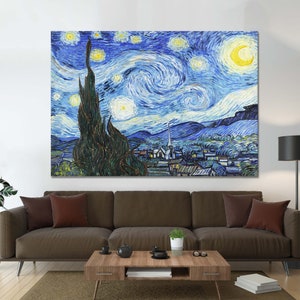 Vincent Van Gogh, Sternennacht, Van Gogh Gemälde, Van Gogh Druck, Sternennacht Leinwand, Vintage Kunst, Sternenklare Nacht Dekor, Wandkunst,