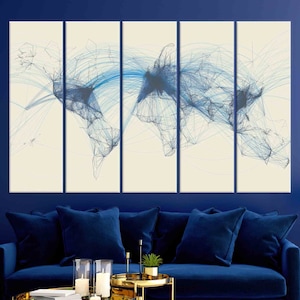 Fluglinien Weltkarte, Leinwand Wandkunst, Luftverkehr Flug Wandkunst, Luftfahrt Karte Leinwand, Abstrakte Karte Wandkunst, Benutzerdefinierte Wandkunst,