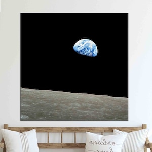 Earthrise Wandkunst, Leinwand Wandkunst, Wohnkultur, Büro Wandkunst, NASA Wand-dekor, Weltraum-Druck, Erde Leinwandkunst, Wohnkultur,