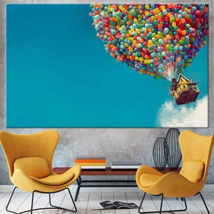 Carl Fredricksen, Up Movie Wall Art, Balloons Wall Art, Air Balloons Print, Up Movie Canvas, Up Movie Poster, Cartoon Poster, Cartoon Print,
