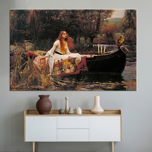 The Lady of Shalott, John William Waterhouse, Woman Painting, Oail Painting Print, Famous Wall Art, Famous Table, Vintage Table, Canvas Art,