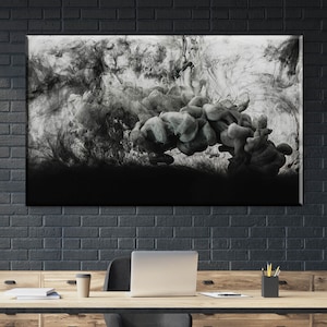 Black Wall Art, Loft Wall Decor, Man Cave Wall Decor, Office Wall Art, Canvas Wall Art, Modern Wall Decor, Abstract Canvas Art, Smoke Canvas