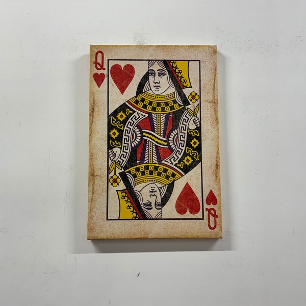 Stampa su tela della Regina di Cuori: carta da gioco in stile vintage