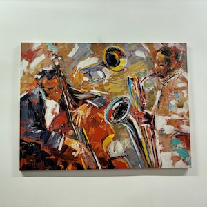 Abstract Jazz Art, African American Art, Jazz Artwork, Extra Large Canvas Wall Art, Contemporary Art, Music Room Decor, Jazz Poster Print