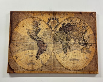 Vintage World Map Canvas Print: Retro Wall Art Decor