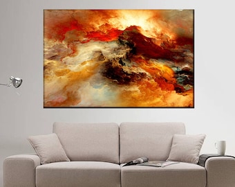 Lienzo abstracto de mármol naranja: decoración de pared moderna