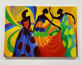 African Dancer Canvas Art: Colorful Ethnic Wall Decor