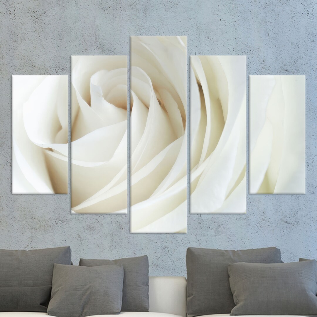 White Rose Canvas Print: Floral Wall Art Decor - Etsy