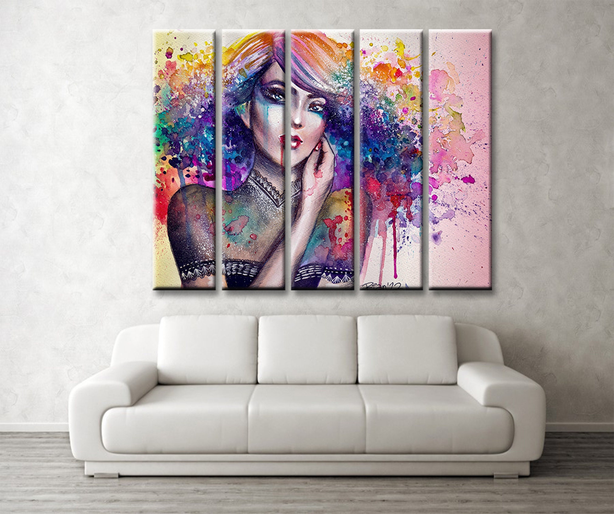 Colorful Graffiti Girl Canvas Street Art Canvas Wall Art | Etsy