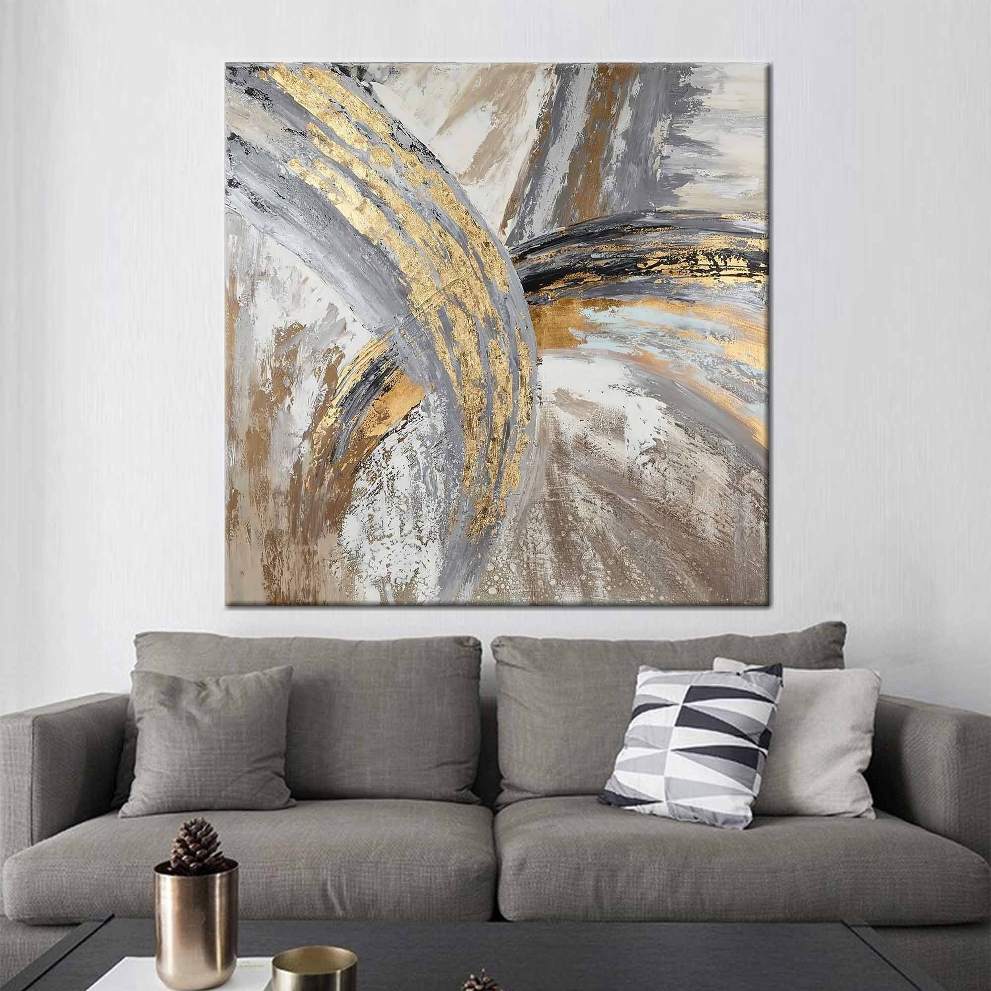 Abstract Gold & Gray Canvas Art Print: Modern Home Decor - Etsy