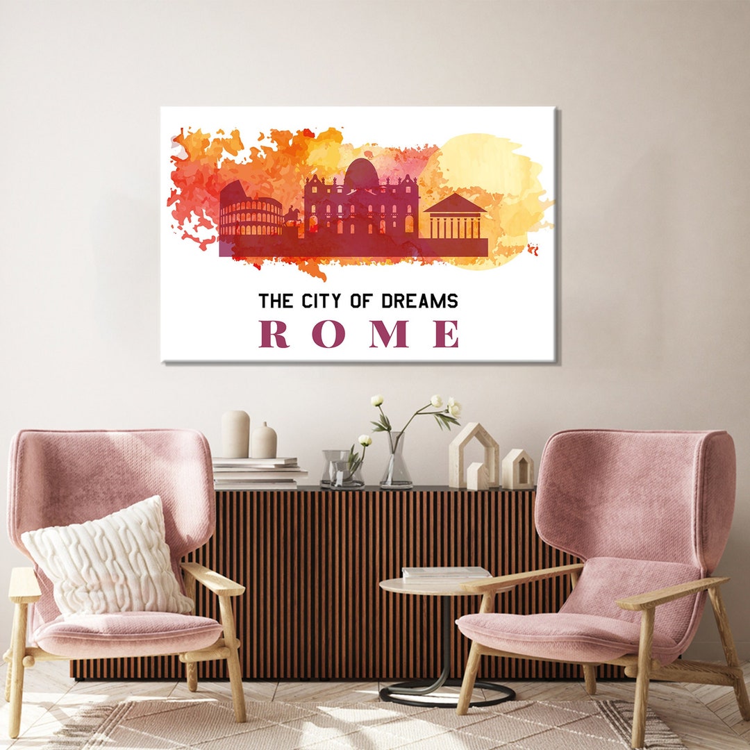 Rome Skyline Canvas Wall Art: Italy Abstract Print - Etsy