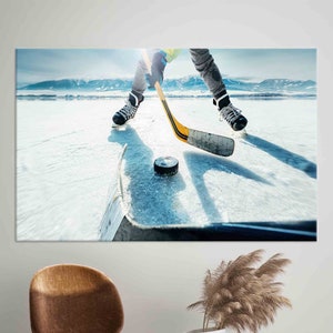 Coole Wintersport-Wand-Dekor, Eishockey-Wandkunst, Sport-Wand-Dekor, Hockey-Leinwand für Männerhöhle, Eishockey-Spiel-Poster, trendige Wandkunst,